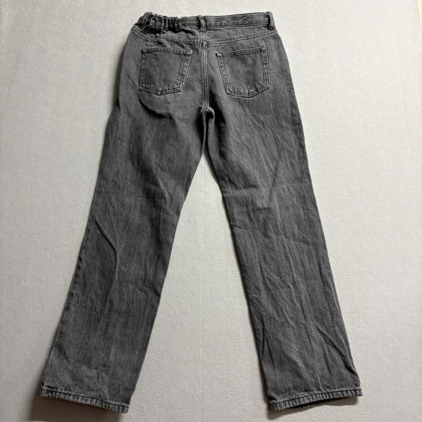 Cat & Jack Girls Jeans Size 14 Husky Gray Relaxed Straight Denim Pants