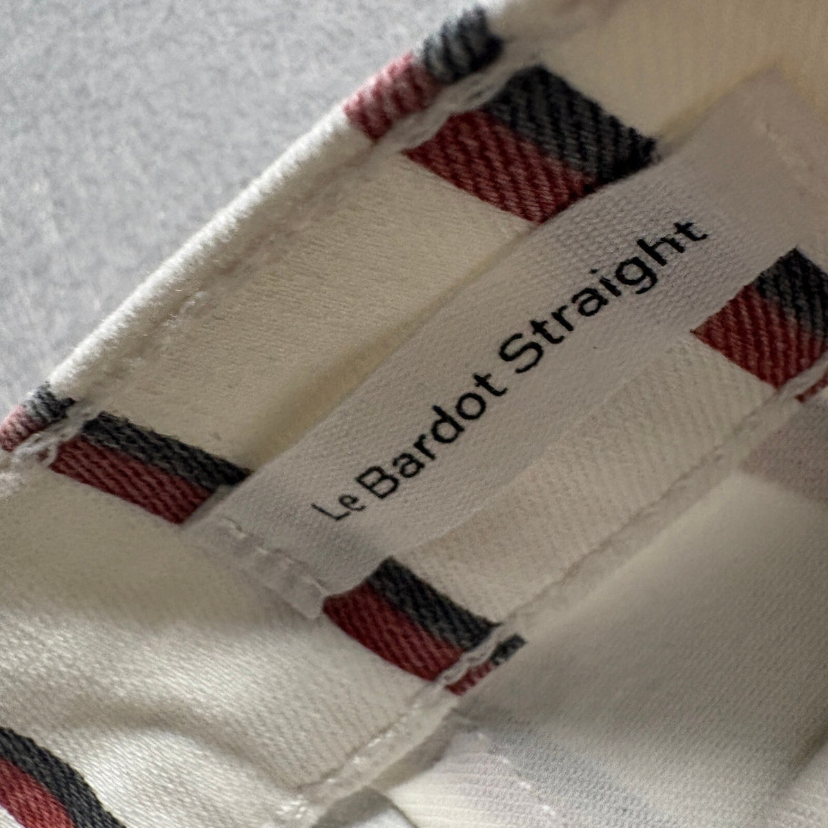 Frame Denim Le Bardot Straight Jeans Womens 27 White Red Black Classic Stripe