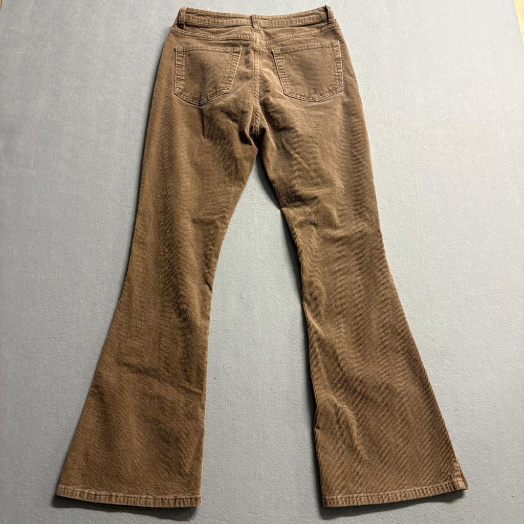 Shein Corduroy Flare Pants Womens Medium Brown High Rise Stretch Bell Bottoms