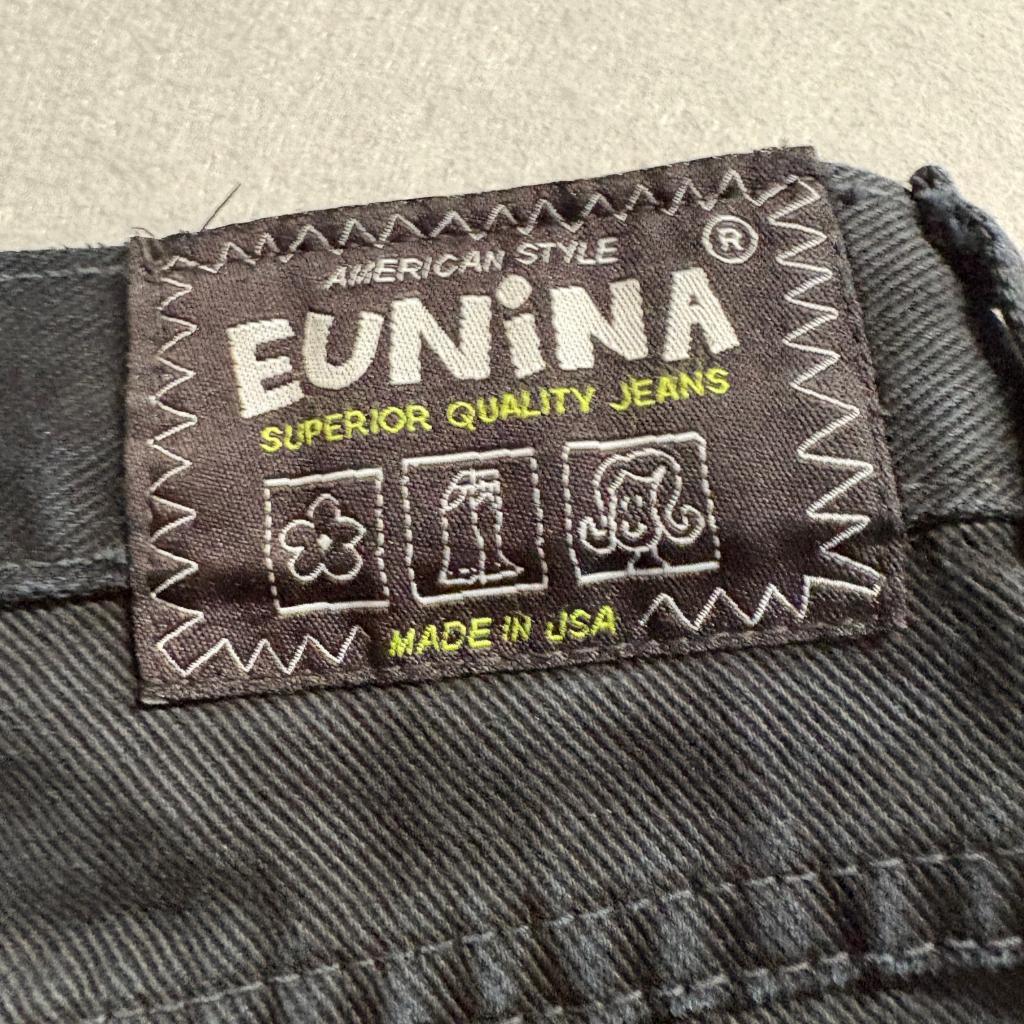 Eunina Vintage Flare Jeans Womens 7 Black High Rise Button Fly Denim Made in USA