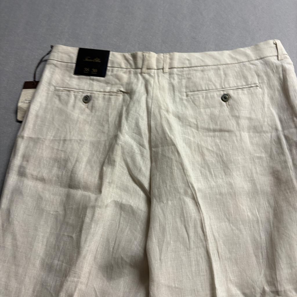 Tasso Elba Island Mens 38x30 Linen Pants Beige Flat Front Summer Beach Trousers