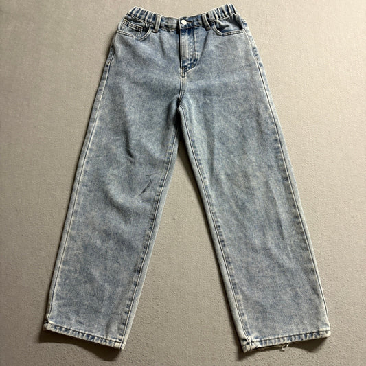 SHEIN Girls Size 12Y Light Wash Elastic Waist Straight Leg Denim Jeans Blue