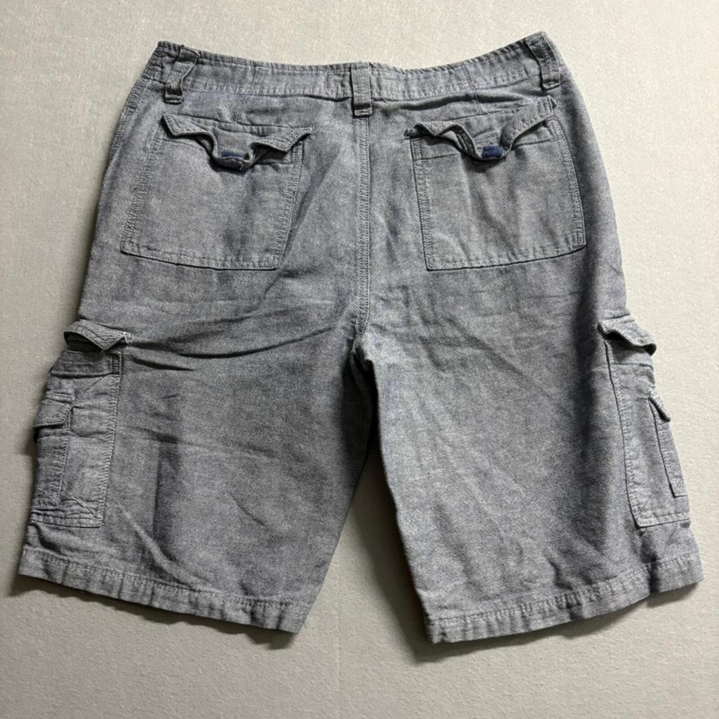 Vintage Genes 1891 Cargo Shorts Mens 36 Gray Cotton Chambray Original Stacked