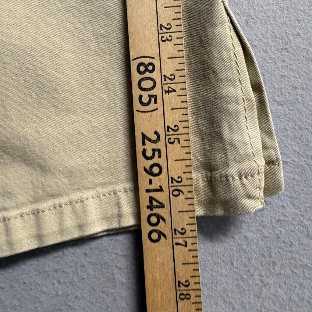 Baccini Womens Crop Pants 12P Beige Cotton Blend Rhinestone Button Capris