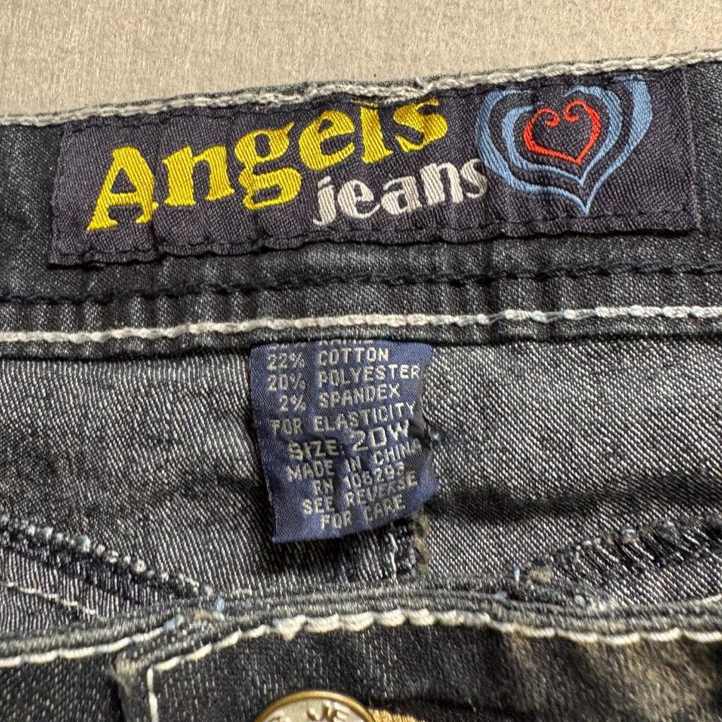 Angels Jeans Womens 20W Skinny Legs Dark Wash Stretch Denim Studded Belt NWT