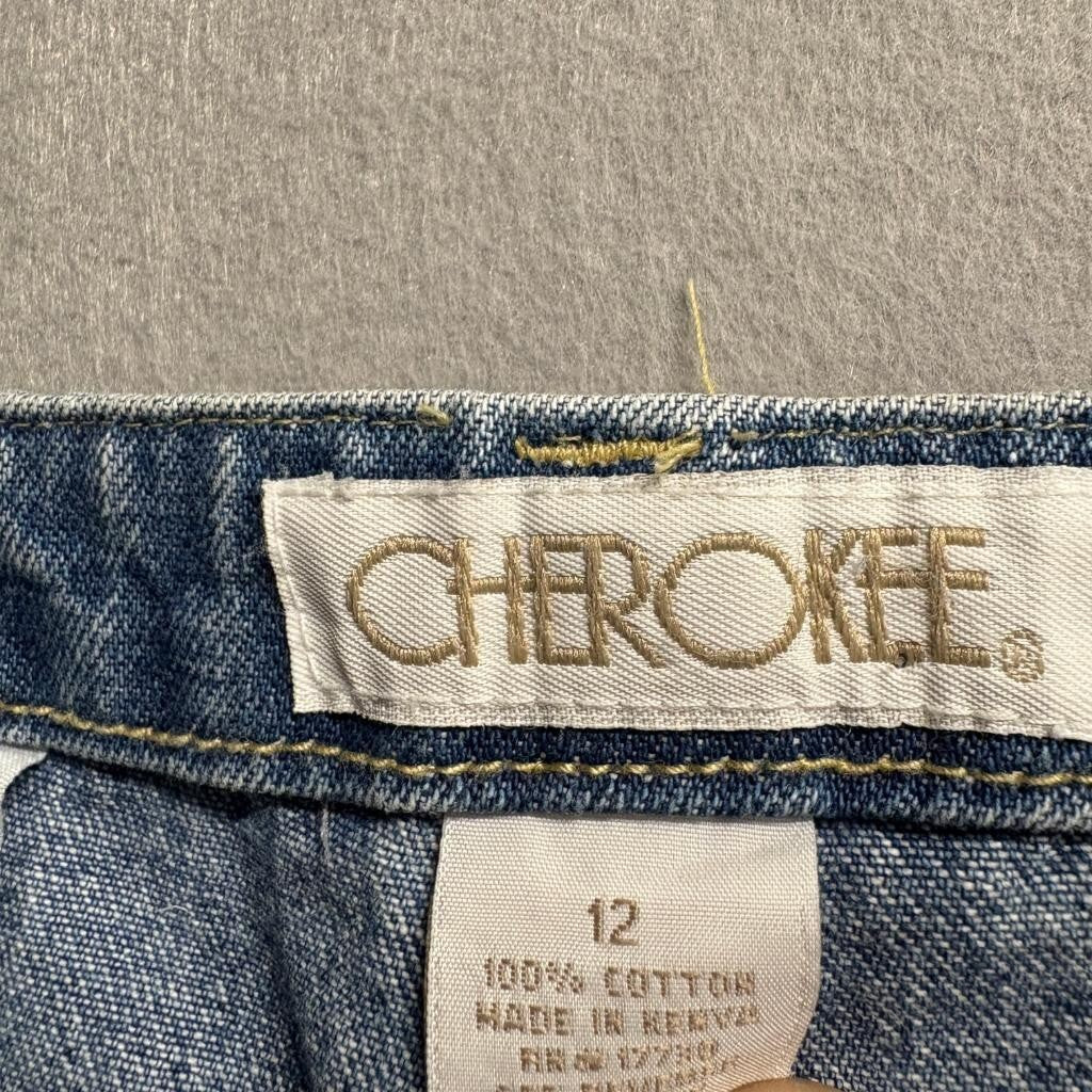 Cherokee Vintage Womens Blue Denim Crop Capri Jeans Size 12 High Rise 100%