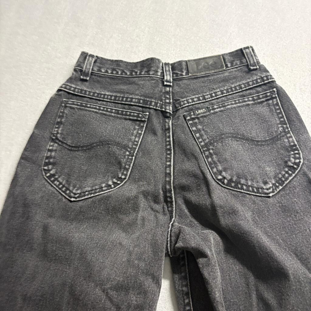 Vintage Lee Jeans Womens 8 Black Acid Wash High Rise Tapered Mom Denim Made in