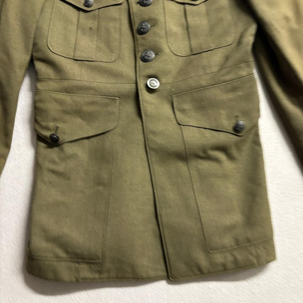 WWII USMC US Marine Corps Officer Forest Green Wool Service Dress Jacket Coat