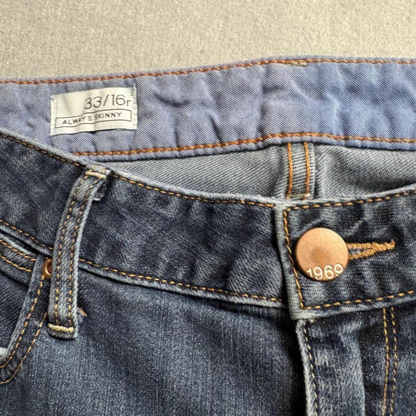 Gap 1969 Always Skinny Jeans Womens 33/16r Blue Denim Medium Wash Stretch