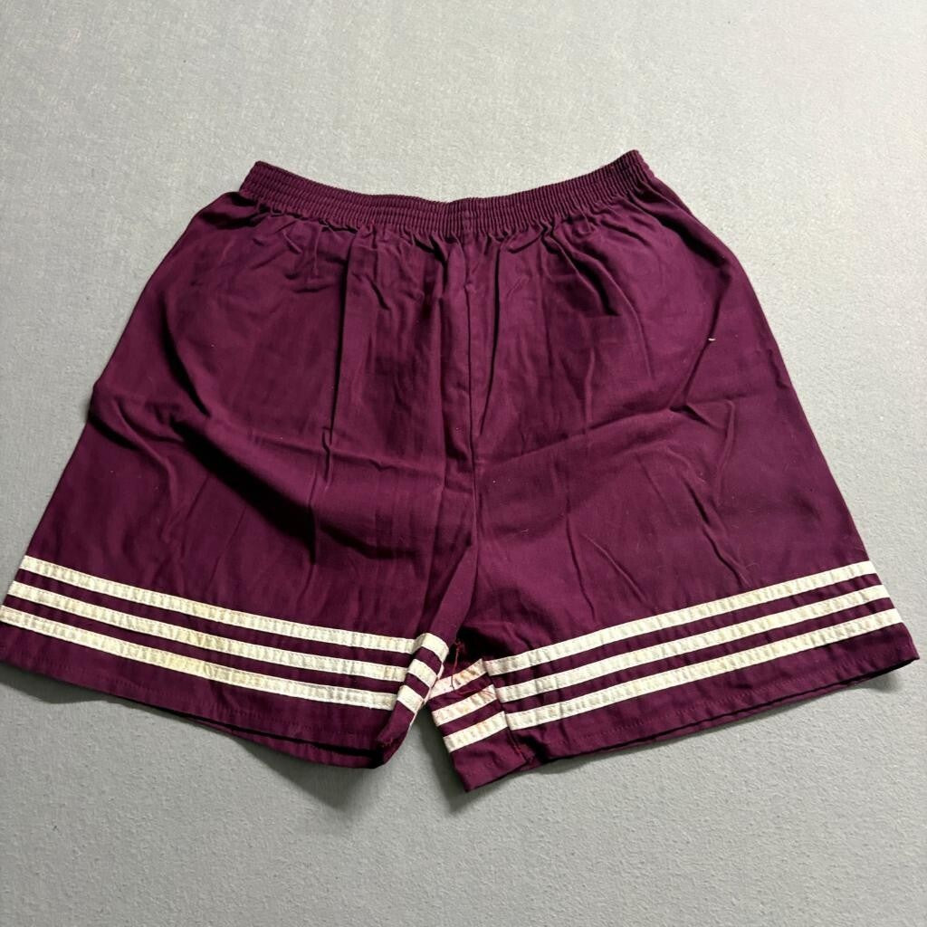 Vintage Key Elements Mens Large Maroon Athletic Shorts Made in USA 3 Stripe