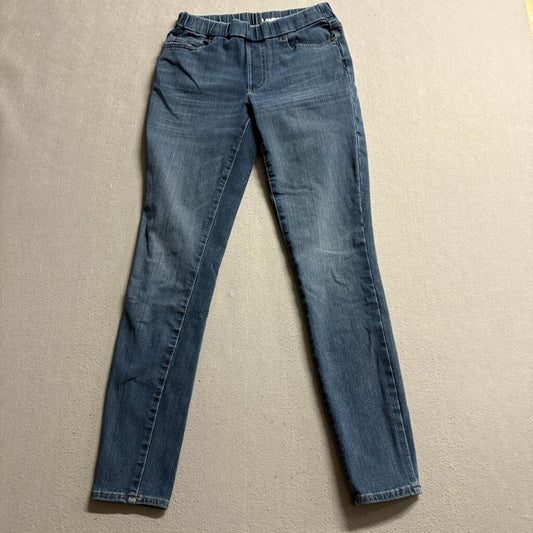 Lands End Pull On Skinny Jeans Womens 2 Blue Denim Stretch Elastic Waist