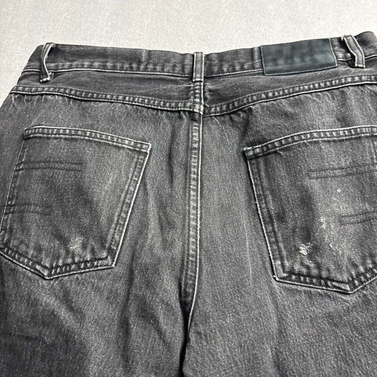 FLANNEL Mens Size 32 Black Denim Jeans 100 Cotton Straight Leg Washed Black