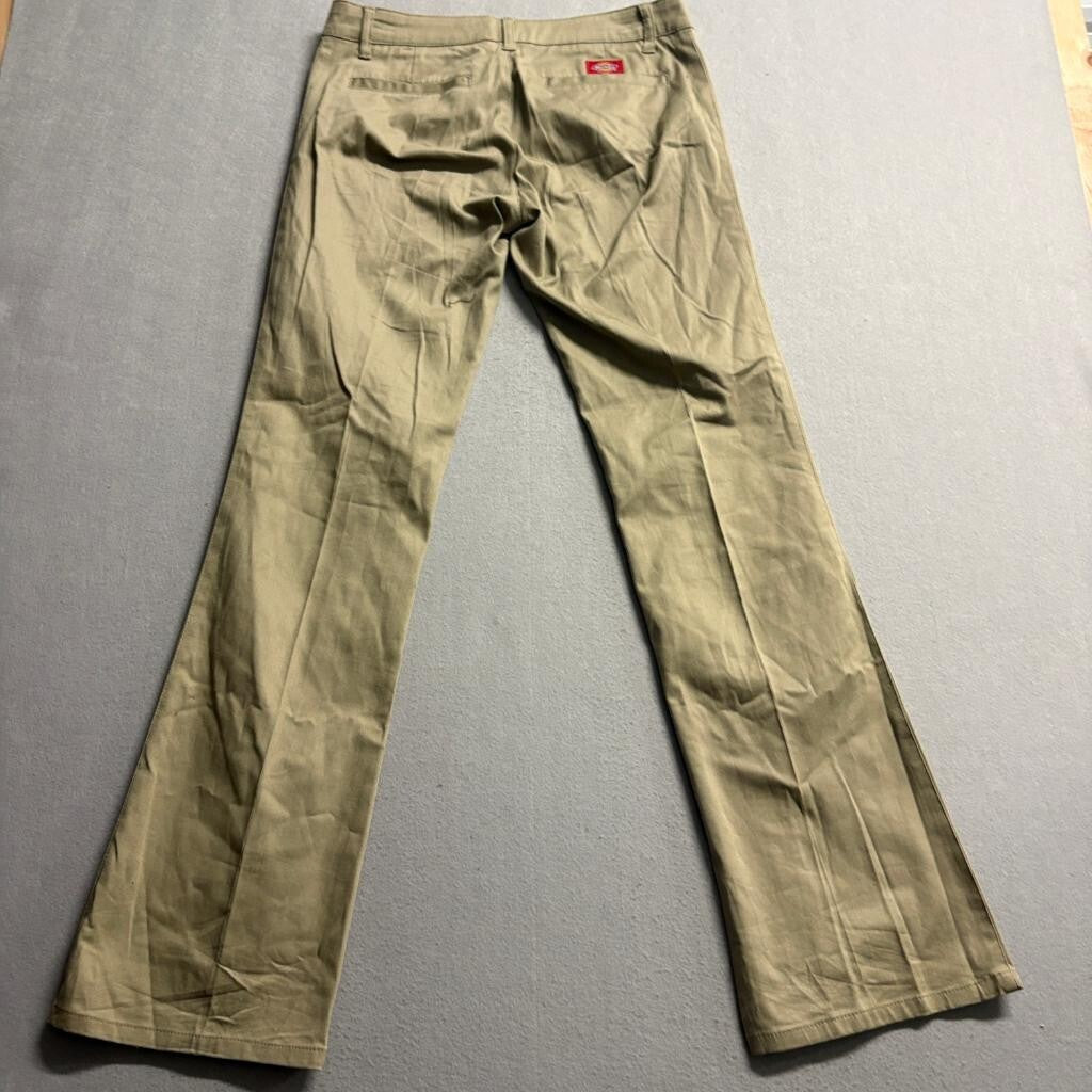 Dickies Girl Khaki Chino Pants Womens Size 9 Tan Stretch Bootcut Low Rise Work