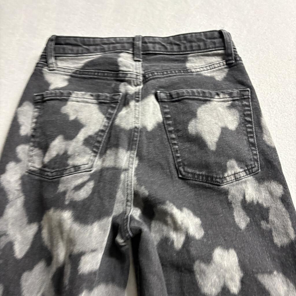 Wild Fable Super High Rise Straight Jeans Womens Size 4 Black Acid Wash Bleached