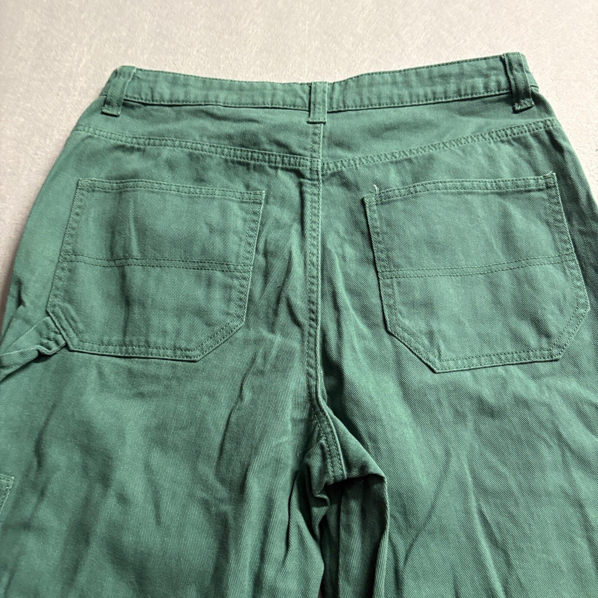 H&M Divided Womens Green Cotton Carpenter Utility Pants Size 10 Straight Leg