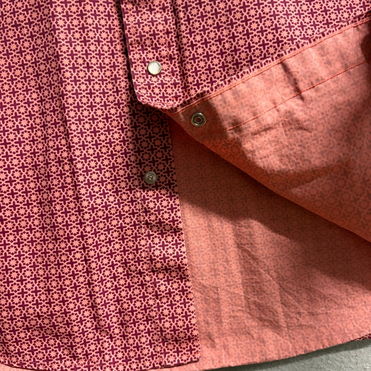 Stetson Western Shirt Mens XL Pink Purple Geometric Pearl Snap Long Sleeve
