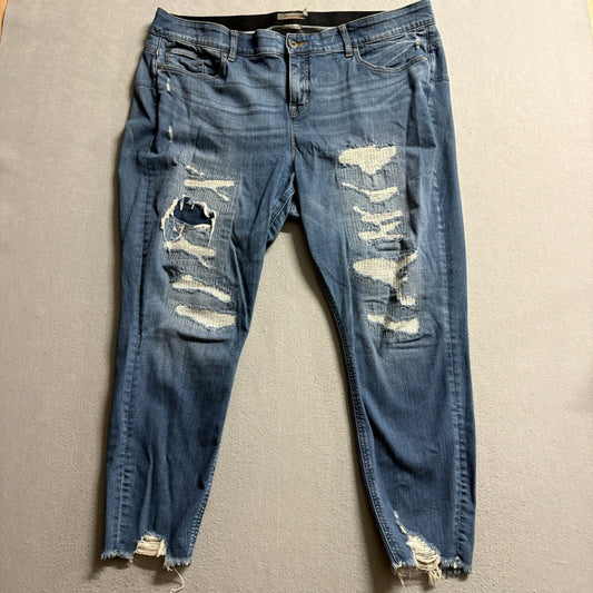 Torrid Bombshell Skinny Jeans Women 22R Blue Distressed Frayed Hem Premium