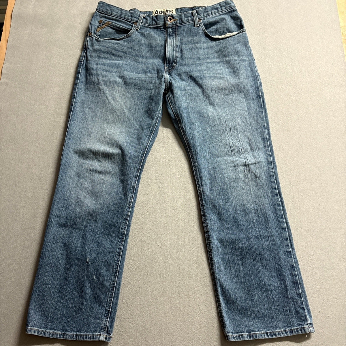 Ariat M4 Low Rise Boot Cut Jeans Mens 40x32 Blue Stretch Denim Western Work