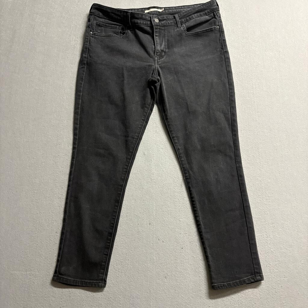 Levis 711 Skinny Jeans Womens 32 Gray Black Denim Stretch Pants Inseam 26