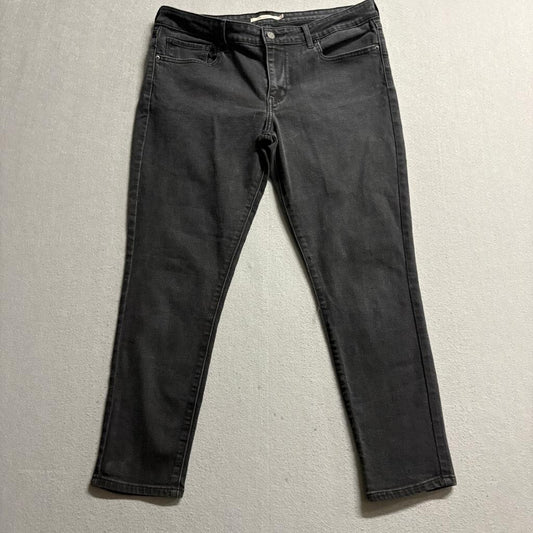 Levis 711 Skinny Jeans Womens 32 Gray Black Denim Stretch Pants Inseam 26