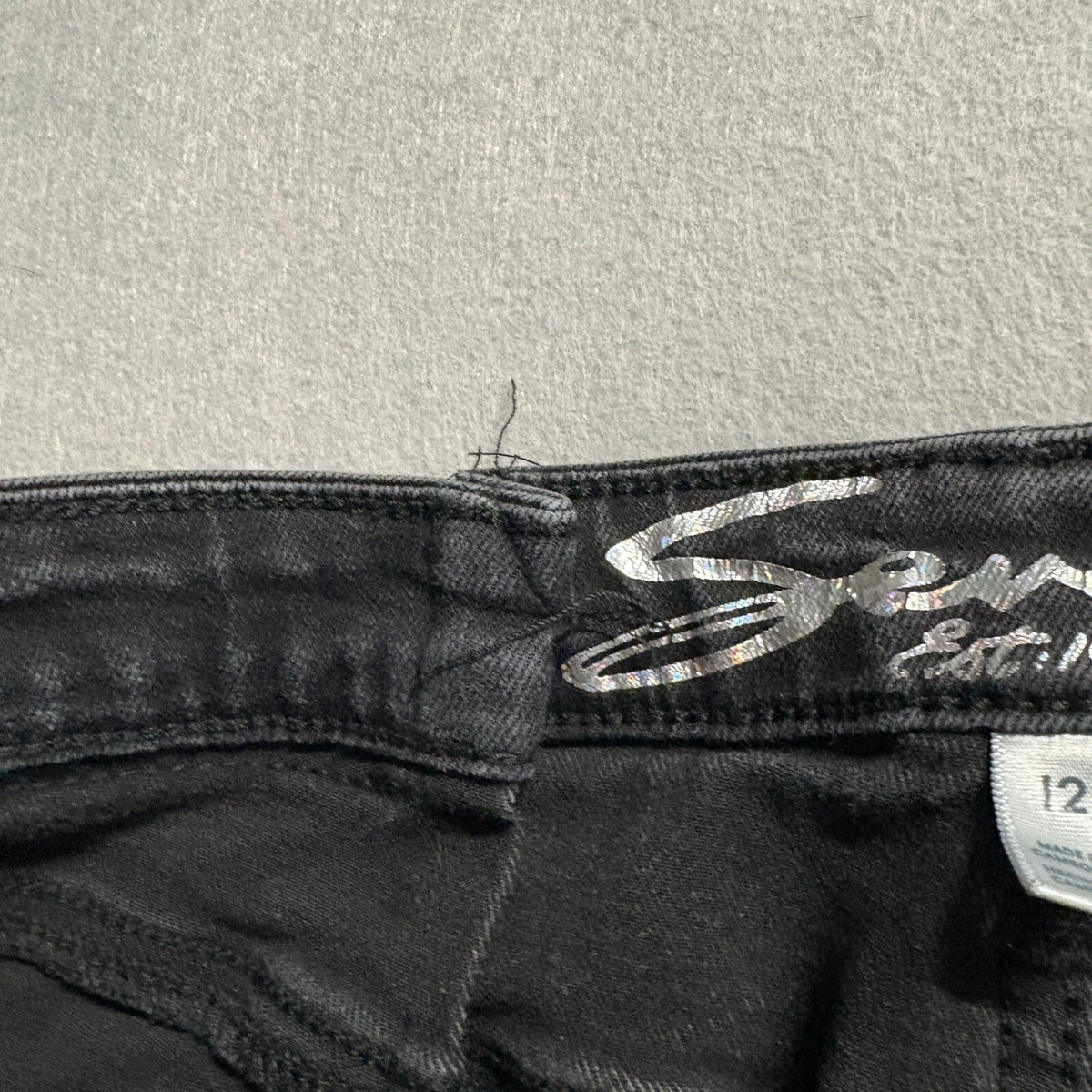 Seven7 Slim Flare Jeans Womens Size 12 Black Denim Stretch High Rise