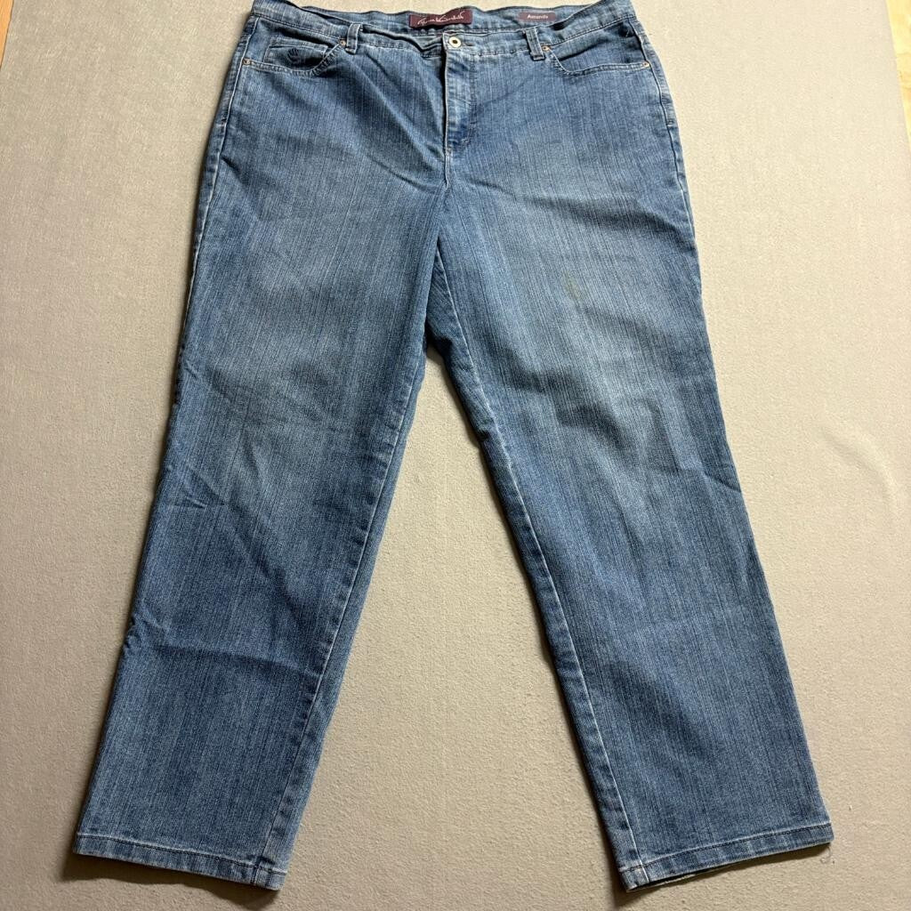 Gloria Vanderbilt Amanda Jeans Womens 16W Blue Denim Straight Leg High Rise Crop