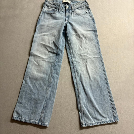 Hollister Low-Rise Baggy Jeans Womens 00R W24 Light Wash Blue Denim Y2K Style