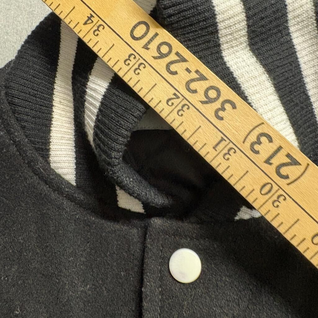 Alife NY Mens Varsity Jacket Medium Black Grey Wool Blend Letterman Snap Button