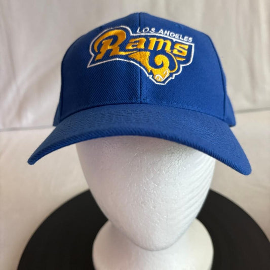 Los Angeles Rams Hat Cap Mens One Size Blue Yellow Embroidered Hook Loop