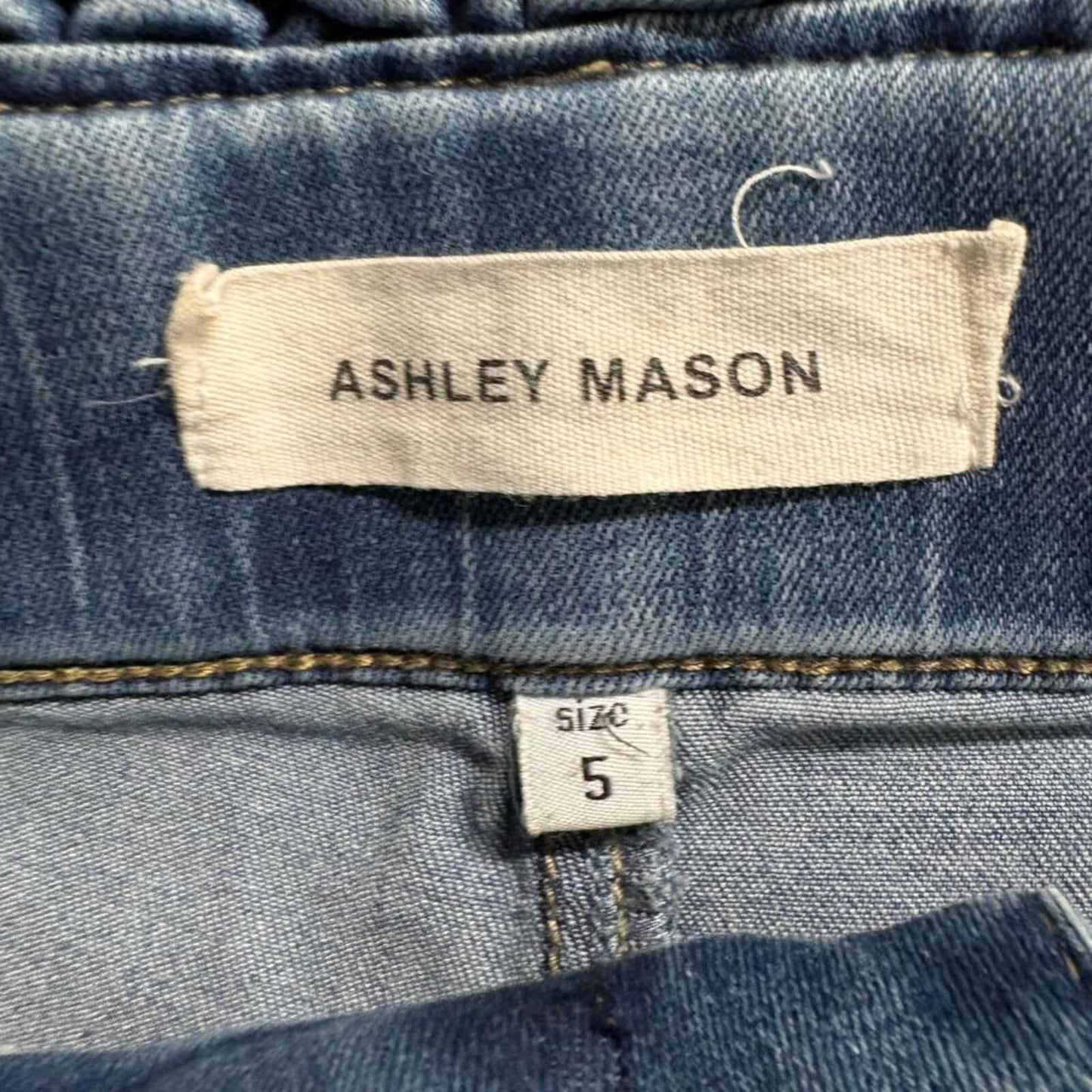 Ashley Mason Paperbag Waist Jeans Womens Size 5 Wide Leg Cropped Blue Denim
