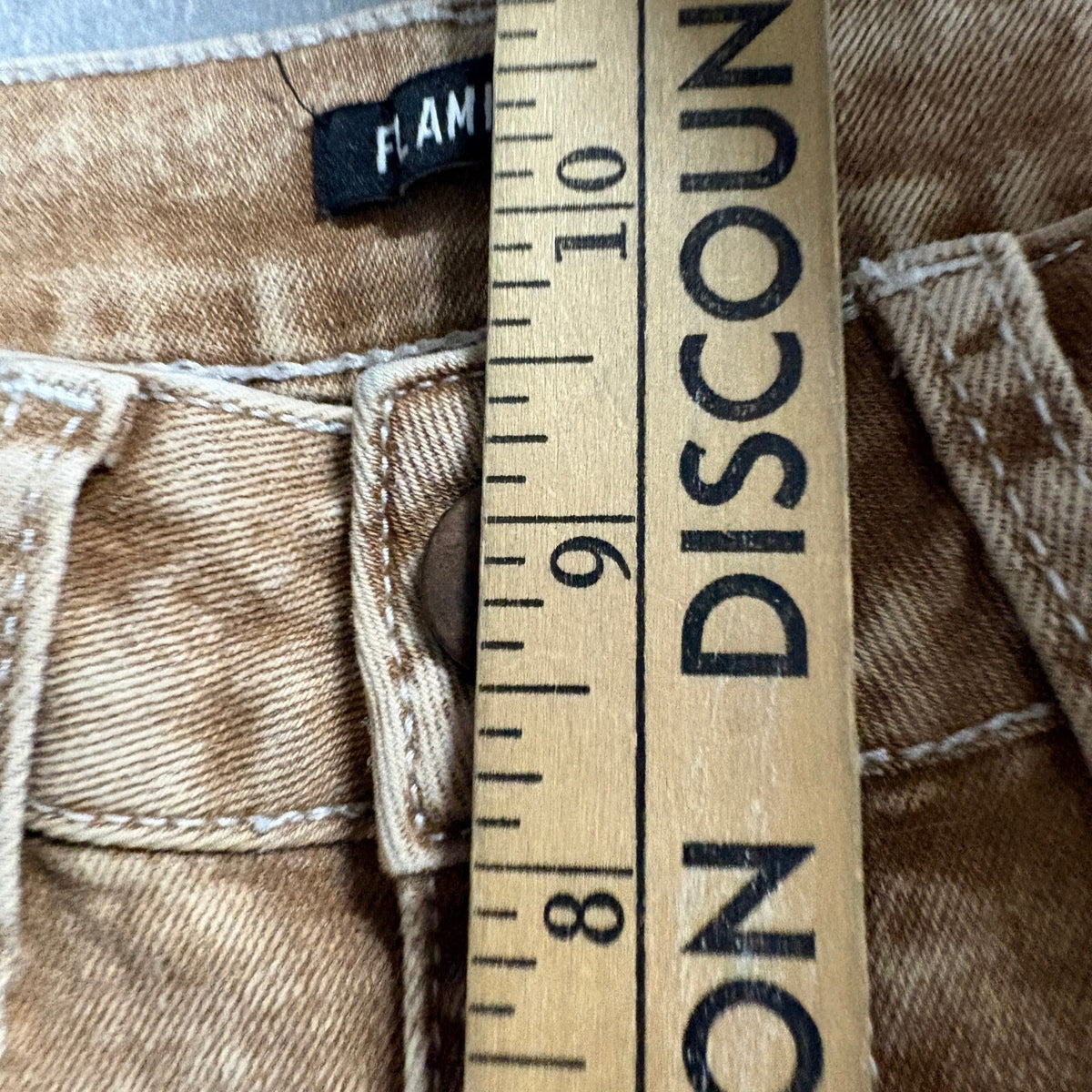Flaming Als Womens Flare Cargo Jeans Sz Small Brown Mineral Wash Stretch Y2K