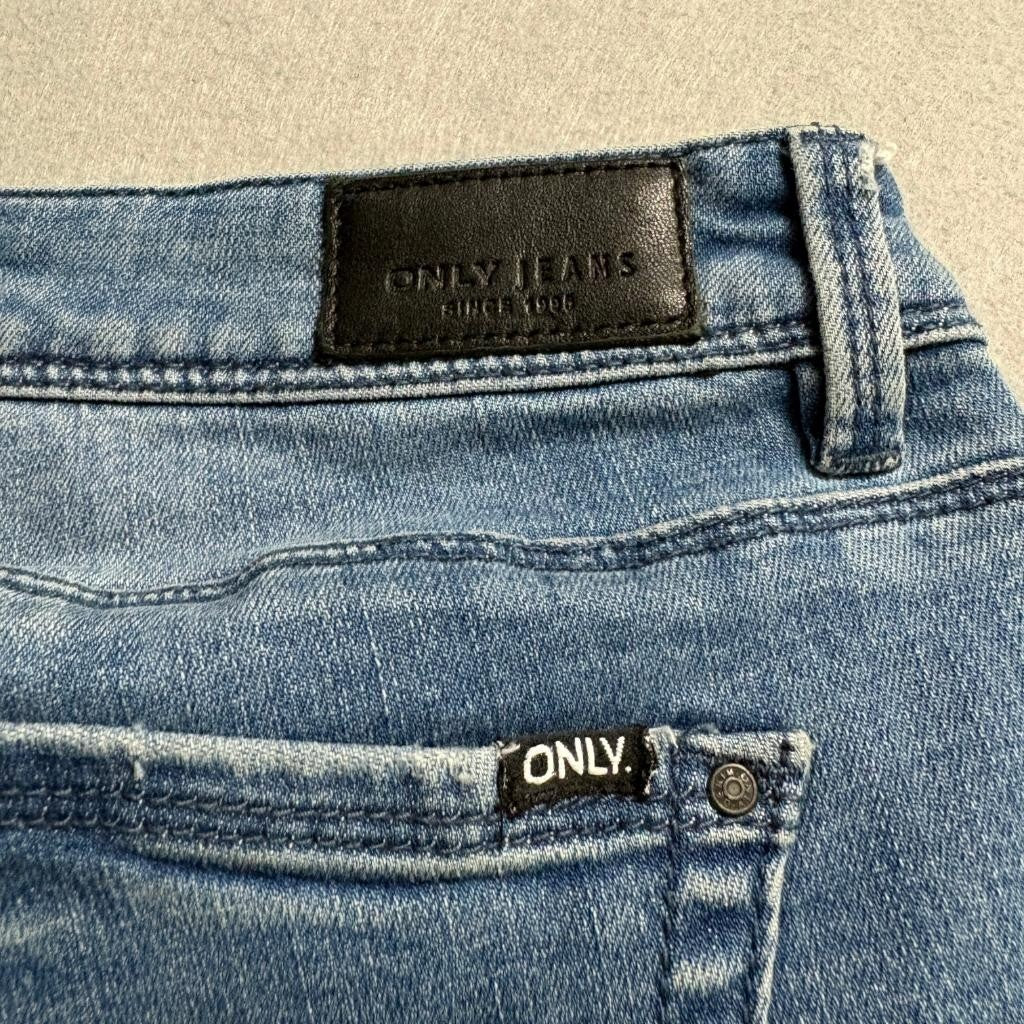 ONLY Essential Repair LW Super Skinny Denim Jeans Womens Size 28 Distressed Blue