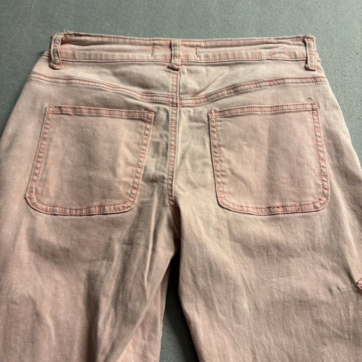 Disclosure Pink Wide Leg Cargo Jeans Womens Size 5/27 Stretch High Rise Denim