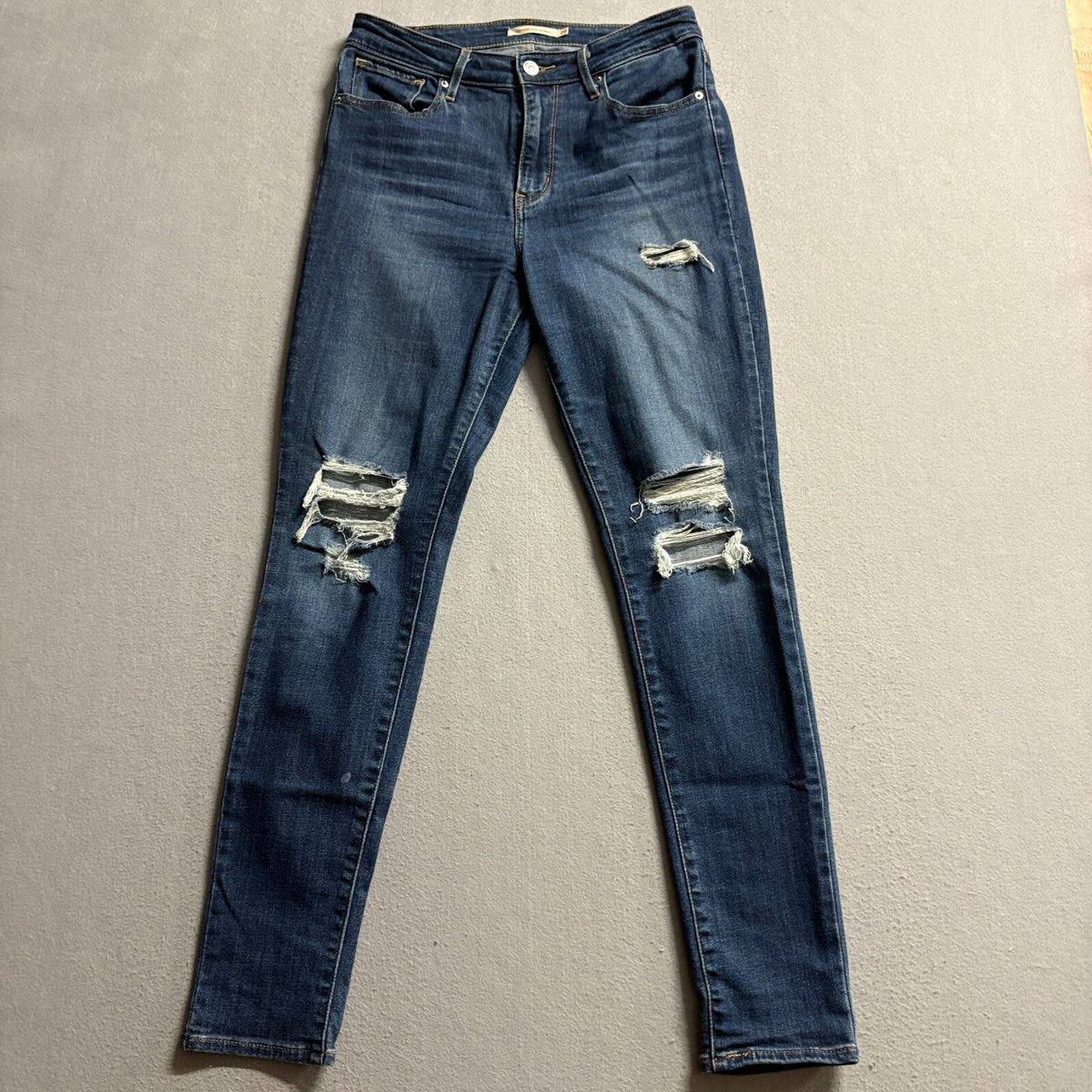 Levi's 721 High Rise Skinny Jeans Womens 29 Distressed Ripped Blue Denim Pants