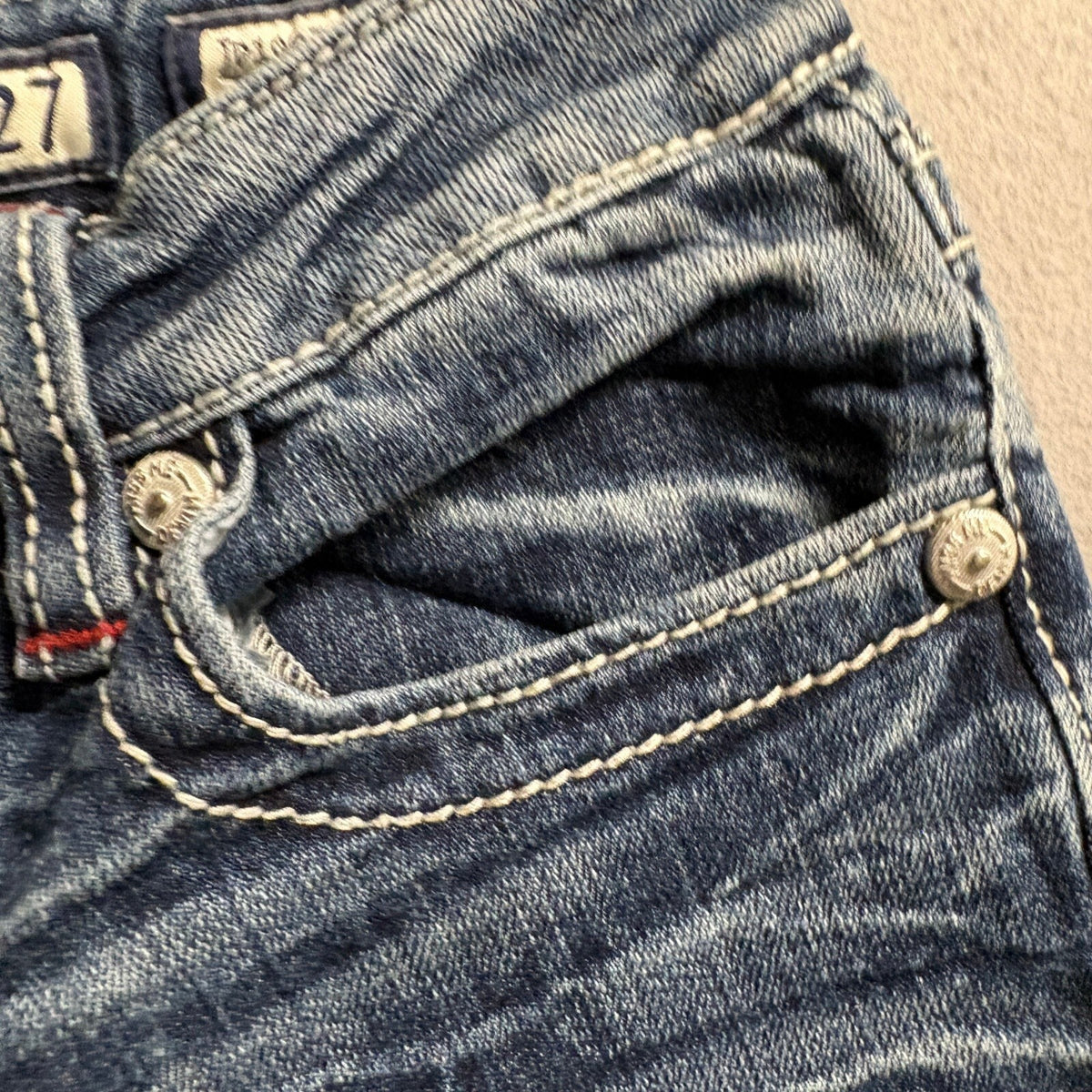 Miss Me Bootcut Jeans Womens 27 Blue Denim Embellished Stars Rhinestones JD1067B