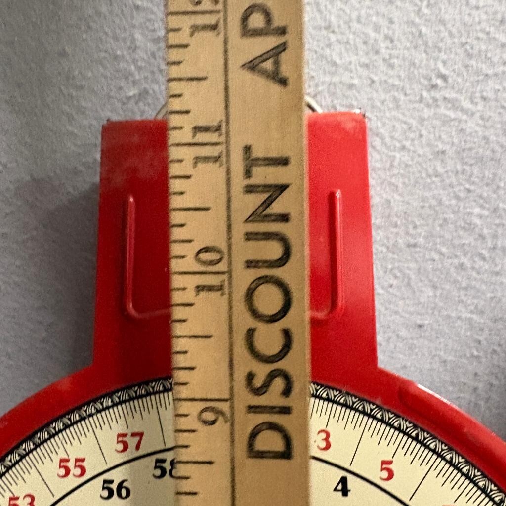 Vintage W B Scott Co Chicago 60 Lb Hanging Scale Red Metal Scoop Pan Pat 1912