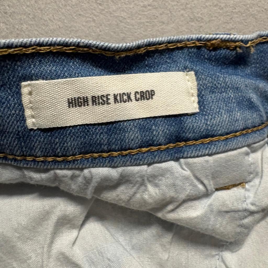 Francescas Harper Heritage High Rise Kick Crop Jeans Womens 29 Blue Denim Raw