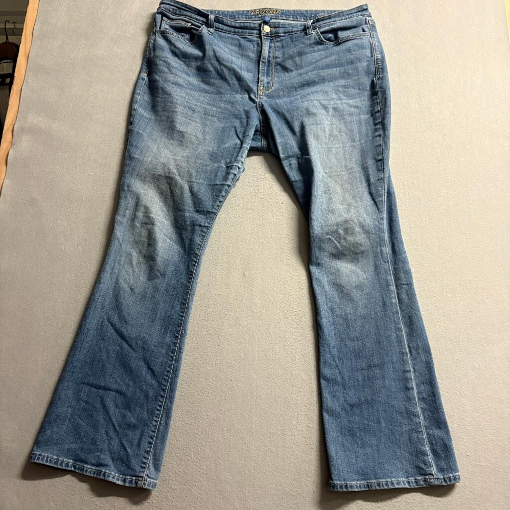 Arizona Jean Co Womens Bootcut Jeans Size 21 Mid Rise Blue Denim Stretch