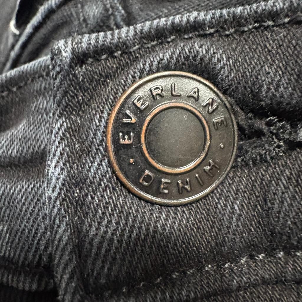 Everlane The Authentic Stretch Slim Bootcut Jeans Womens 24 Black Denim High
