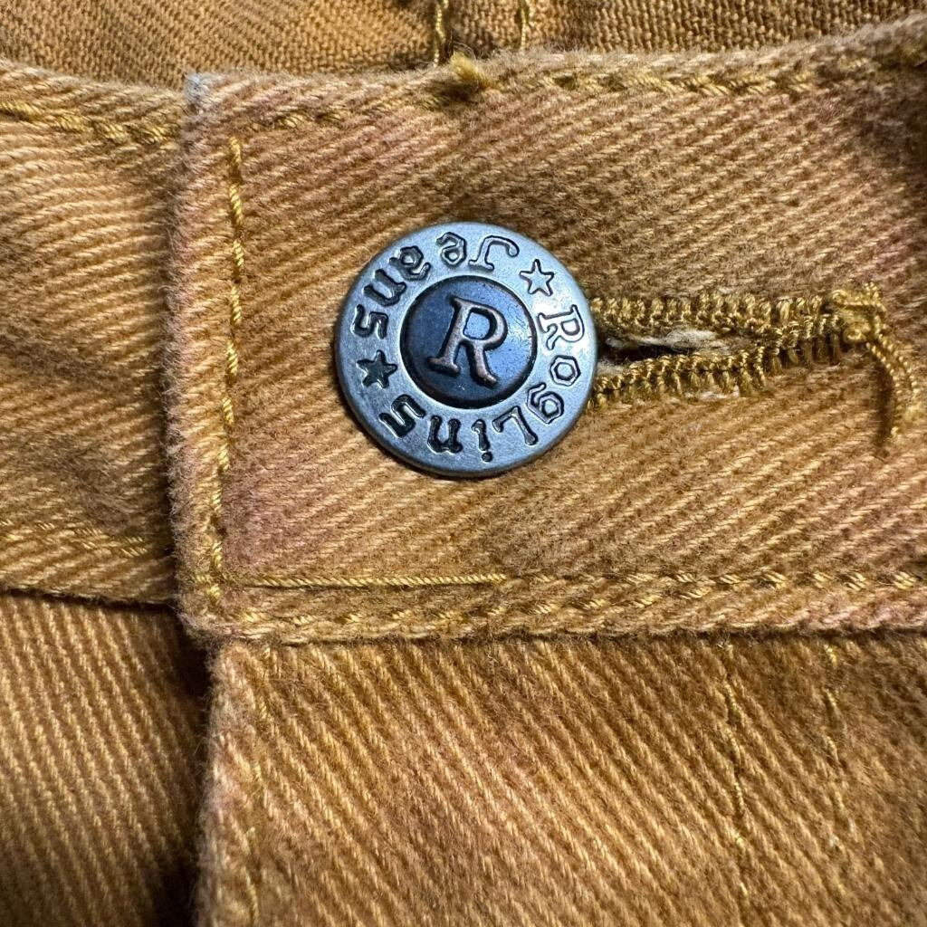 Roglins Street Legend Vintage Mens 38 Mustard Yellow Denim Jeans Pleated Taiwan