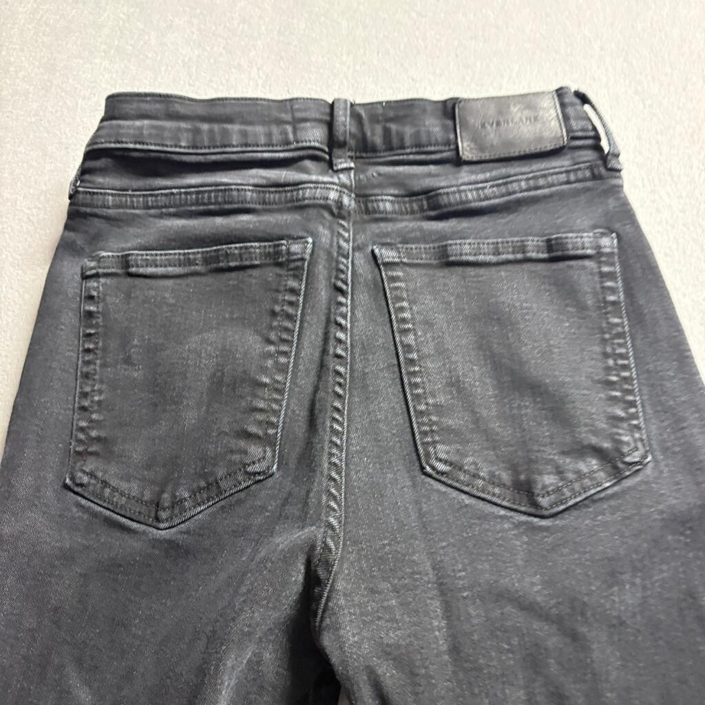 Everlane The Authentic Stretch Slim Bootcut Jeans Womens 24 Black Denim High