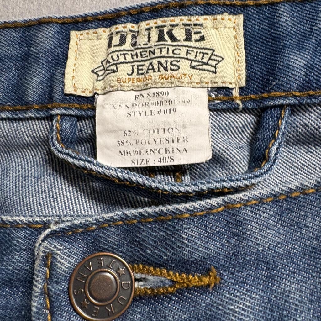 Duke Authentic Fit Jeans Mens 40/S Blue Denim Medium Wash Straight Leg Workwear
