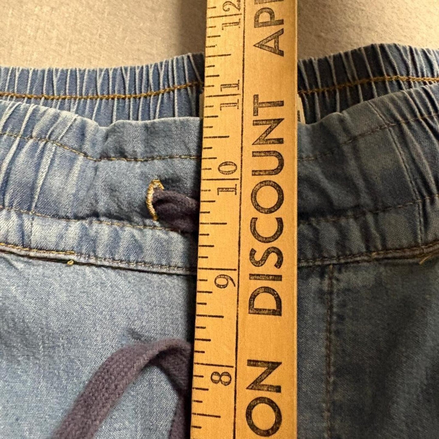 Malibu Bum Womens Blue Tencel Denim Cargo Jogger Pants Size S Drawstring Waist
