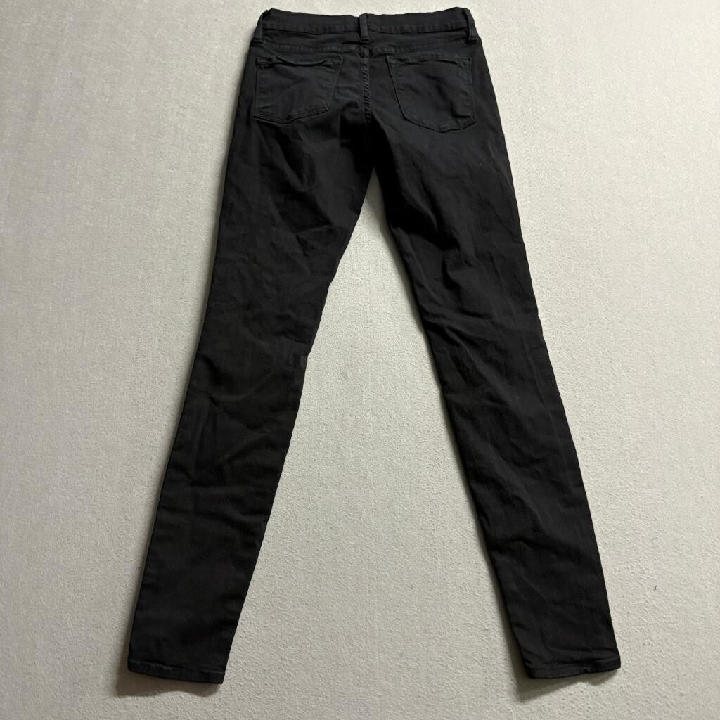 Frame Denim Le Skinny de Jeanne Jeans Womens 24 Black Film Noir Stretch Slim