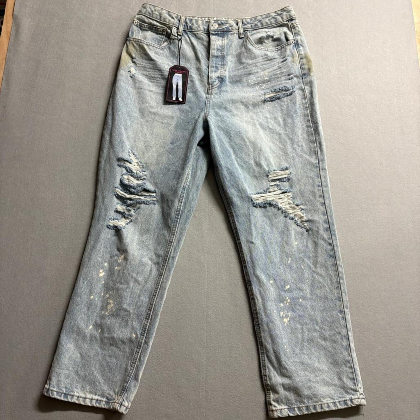 No Boundaries Super High Rise Straight Jeans Womens 17 Light Wash Distressed