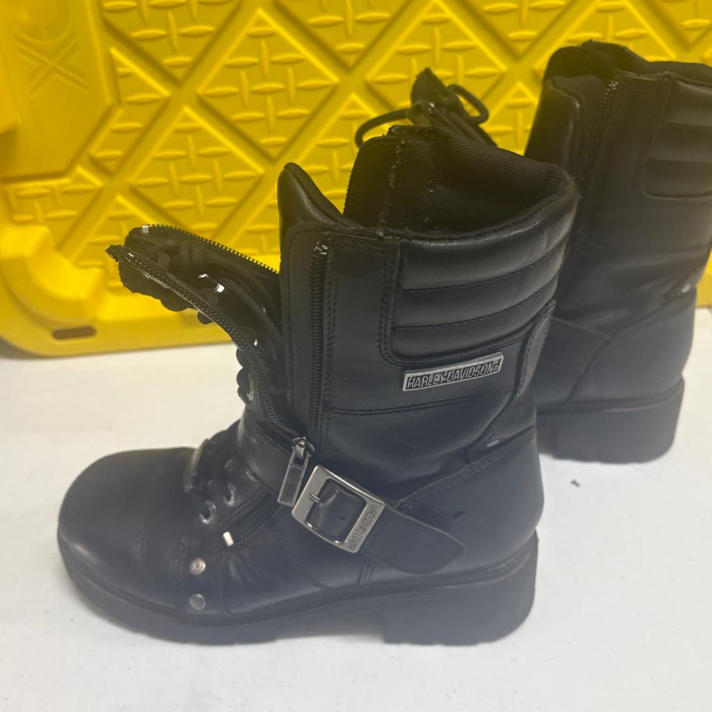 Harley Davidson El Paso Black Leather Motorcycle Boots Womens 7.5 M D83878