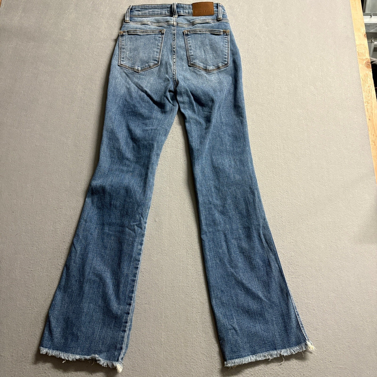 Judy Blue Boot Cut Jeans Womens Size 1/25 Distressed Raw Hem High Rise Stretch