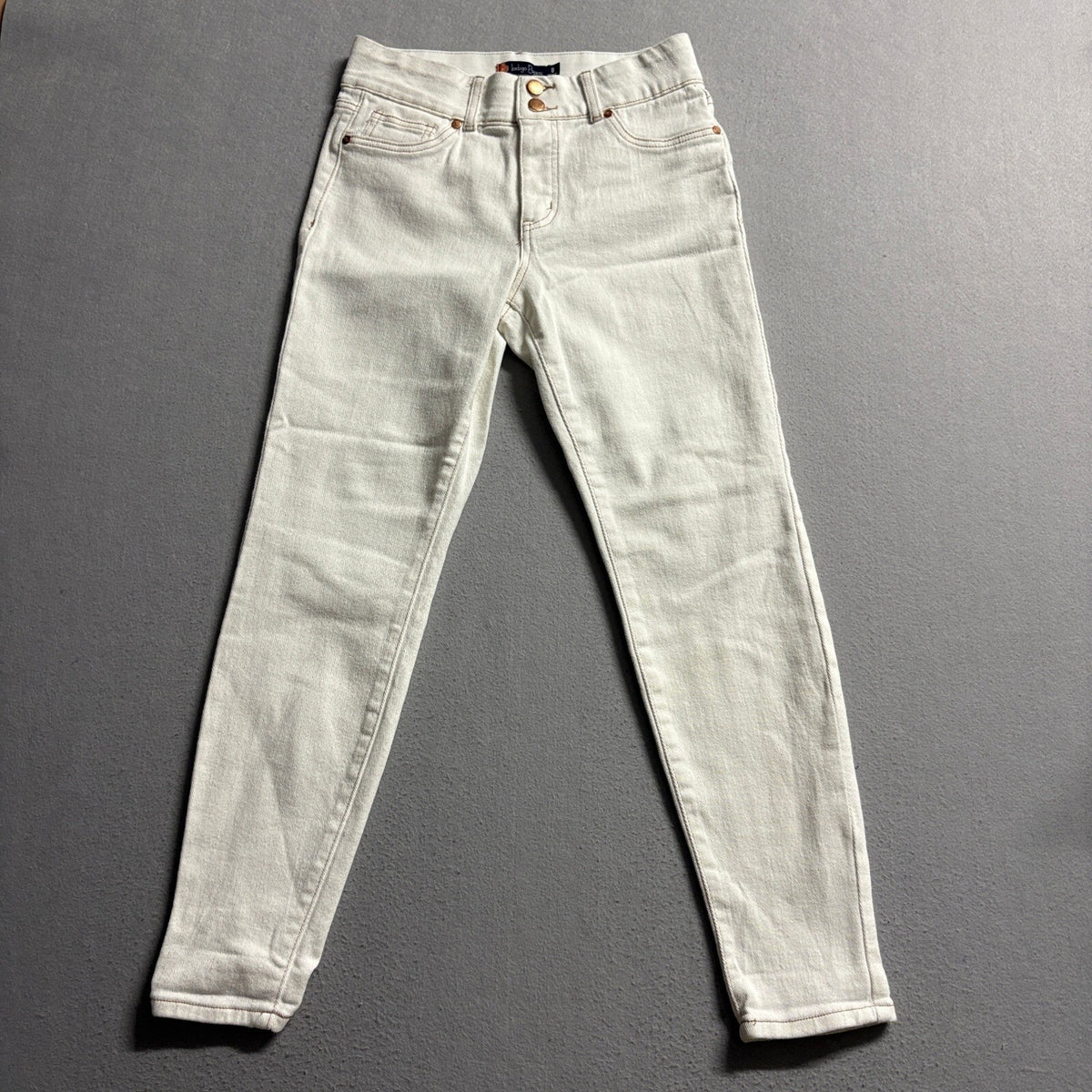 Indigo Poppy Girls White Skinny Stretch Denim Jeans Size 8 Tummy Control