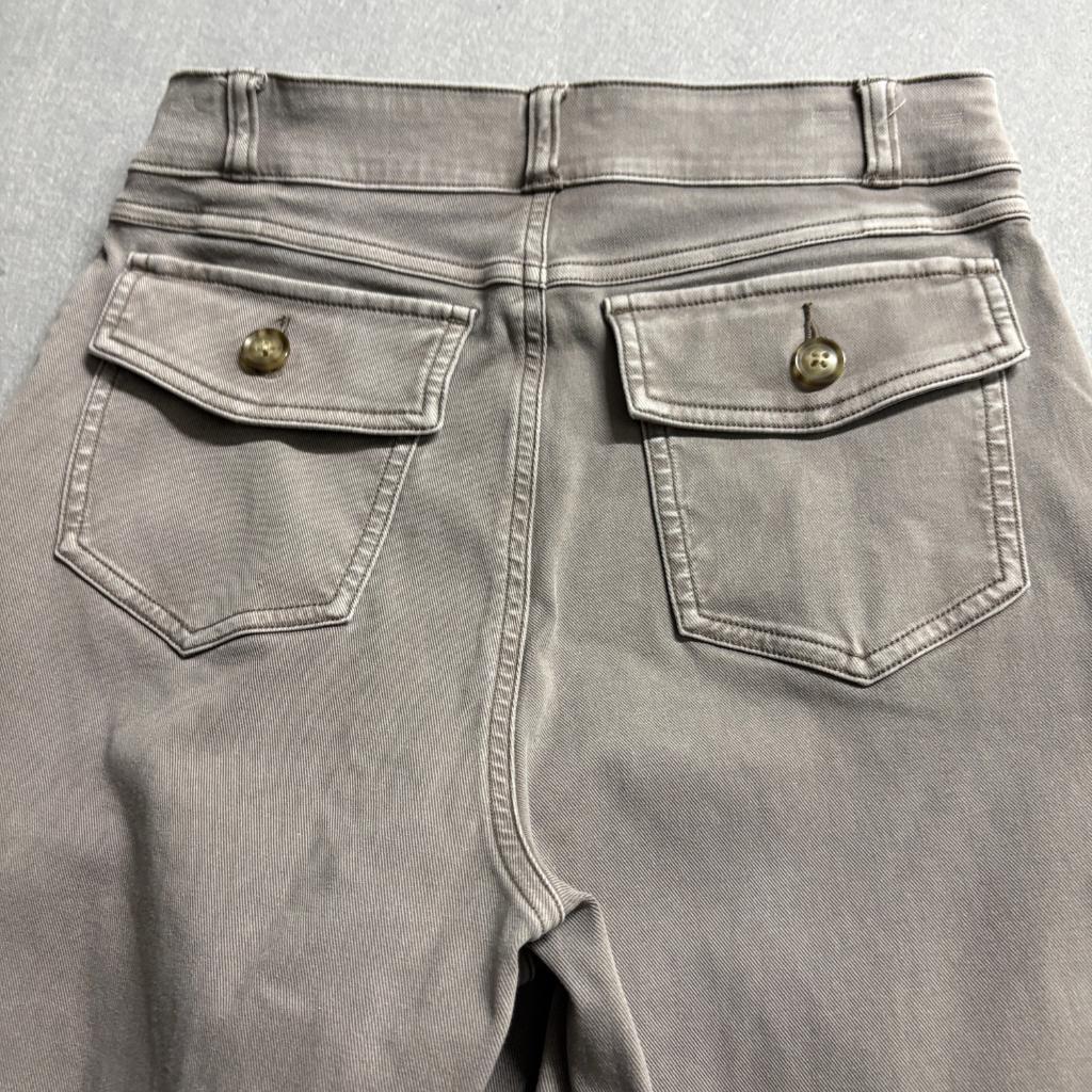 Spanx Stretch Twill Wide Leg Pants Womens Small Gray Pull On High Rise Cropped