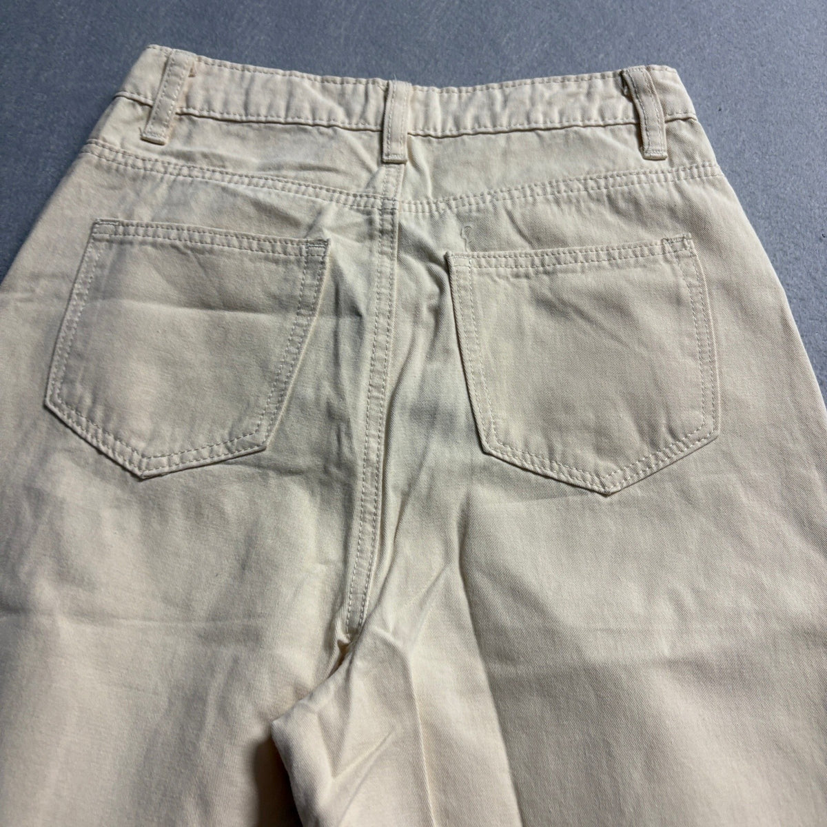 PrettyLittleThing Wide Leg Jeans Womens US 0 Stone Beige Cream Denim NWT